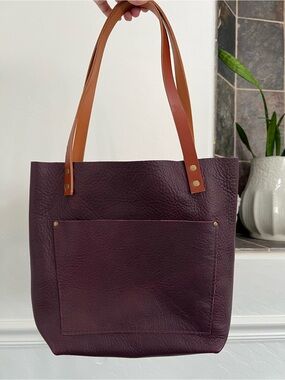 Portland Leather Goods Small Plum Leather Tote Bag